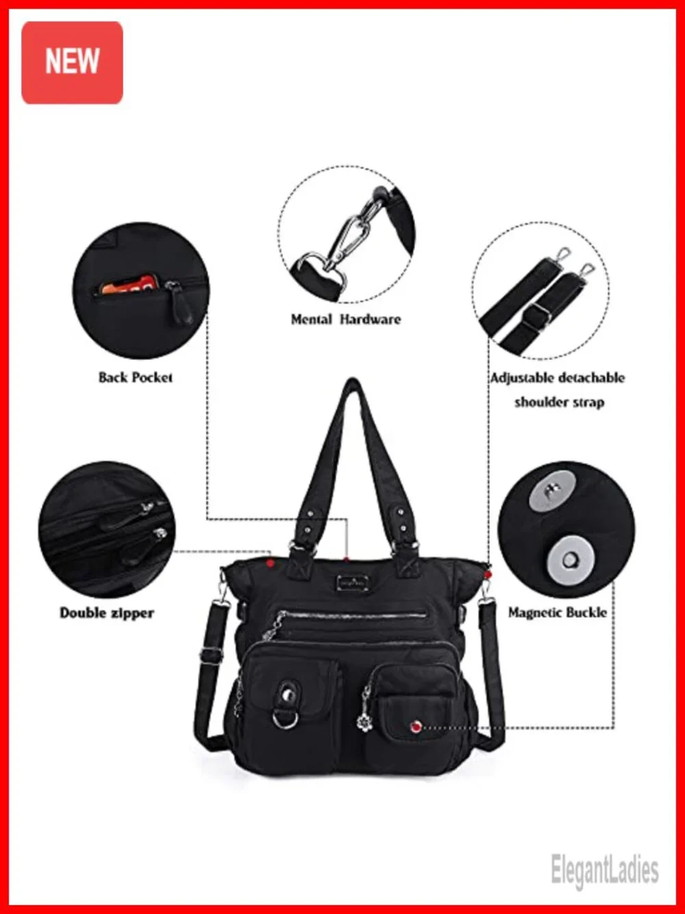 Women's Soft Faux Leather Hobo Shoulder Bag Satchel Crossbody Tote